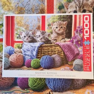 EUROGRAPHICS 1000-PIECE JIGSAW PUZZLE KNITTIN' KITTENS COMPLETE